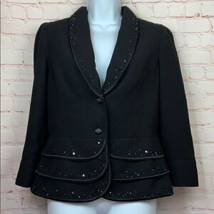 Dressy John Meyer rhinestone beaded trim blazer 3/4 sleeve size 8